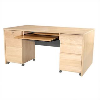 Rush Furniture Modular Real Oak Wood Veneer Panel Executive Desk Keyboard Tra