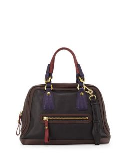 Kendall Tonal Leather Satchel Bag, Black Multi   Oryany