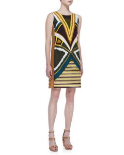 Womens Drita Sleeveless Boho Print Dress, Ficus/Multicolor   Lafayette 148 New
