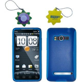 HQRP Combo (Hard Rubber and Hard Plastic) Blue Case / Skin / Cover Case compatible with HTC EVO 4G Android Phone (Sprint) plus Screen Protector & HQRP Color Charm / UV Chain Cell Phones & Accessories
