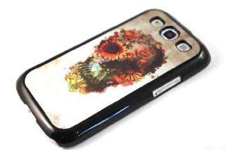 Black frame Designer fashion sugar skull mulitcolour flowers tattoo Samsung Galaxy S3 i9300 Case Back cover Hard Plastic and Metal Cell Phones & Accessories