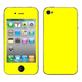Fincibo (TM) Apple iPhone 4 4S Accessories Skin Vinyl Decal Sticker   Solid Yellow Cell Phones & Accessories
