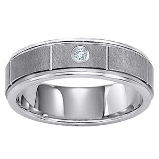 Triton Mens 6.0mm Diamond Accent Comfort Fit Tungsten Carbide Wedding