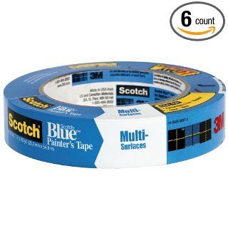 3M Scotch Blue 2090 Safe Release Crepe Paper Multi Surfaces Painters Masking Tape, 27 lbs/in Tensile Strength, 60 yds Length x 1" Width, Blue (Pack of 6)