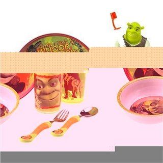 Shrek 2  6 Piece Plastic Dinnerware Set   Plate, Bowl, Tumbler, Fork & Spoon and Sculpted Sports Bottle Toys & Games