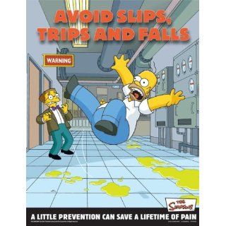 Simpsons Emergency Preparedness Workplace Safety Poster   Avoid Slips Trips and Falls Industrial Warning Signs