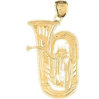 Gold Plated 925 Sterling Silver Tuba Pendant Jewelry