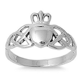.925 Sterling Silver Irish Ring with Claddagh Symbol (5) Jewelry