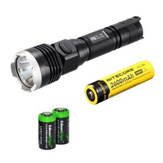NITECORE P16 960 Lumens high intensity CREE XM L2 LED ultra long throw tactical flashlight with Nitecore NL186 2600mAh rechargeable 18650 Battery and 2 X EdisonBright CR123A Lithium Batteries Bundle   Video Projectors  