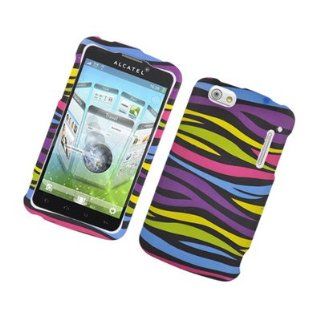 For Alcatel 960C Hard RUBBERIZED Case Rainbow Zebra Cell Phones & Accessories