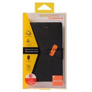 Baseus Stand Flip Premium PU Thin Leather Cover Case for Nokia Lumia 928 (Black) Cell Phones & Accessories