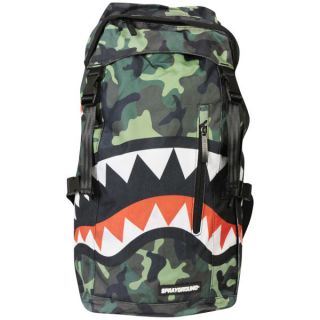 Sprayground Camo Shark Top Loader Backpack   Green/Camo      Mens Accessories