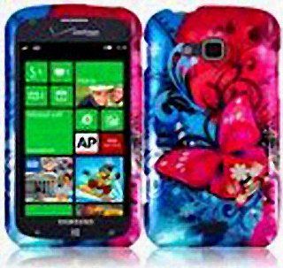 Blue Hot Pink Butterfly Flower Hard Cover Case for Samsung ATIV Odyssey SCH I930 Cell Phones & Accessories
