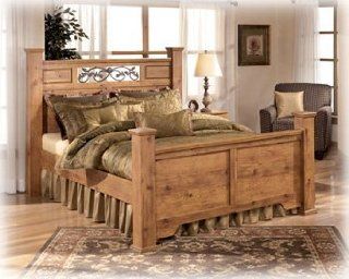 Ashley Bittersweet King Poster Bed with Underbed Storage in Pine Grain   Ashley Furniture Bedroom