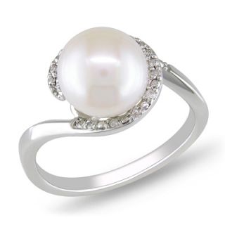 5mm Cultured Freshwater Pearl and Diamond Accent Frame Ring in