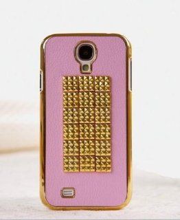 Lattest Diamond Studded Rivet Back Cover Metal Nails Hardshell PU Leather Case for Samsung Galaxy S4 I9500 SIV Pink Cell Phones & Accessories
