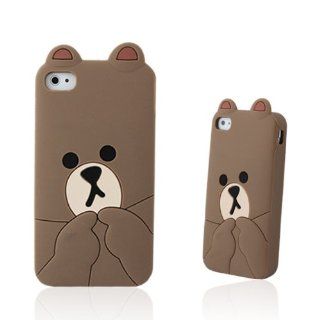 "Brown" LINE Character 3D Silicone Back Cover Case For Apple iPhone 5G Cell Phones & Accessories