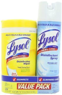 Lysol Value Pack with Lysol Disinfecting Wipes and Lysol Disinfectant Spray, Lemon and Crisp Linen, 2 Count Health & Personal Care