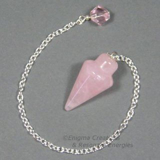 Rose Quartz Smooth Cone Crystal Pendulum w/ Swarovski Crystal Finger Grip, SSP14  Other Products  
