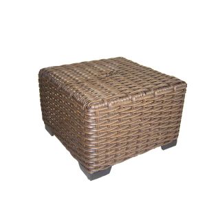 allen + roth Blaney 22 in x 22 in Black Wicker Square Patio Side Table