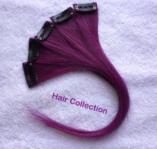 Hair Collection 12" Purple 100% Human Hair Clip in on Extensions   1.6"widex5pcs  Beauty