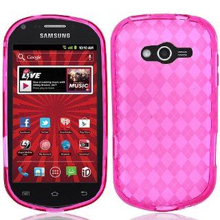 Transparent Clear Hot Pink Flex Cover Case for Samsung Galaxy Reverb SPH M950 Cell Phones & Accessories