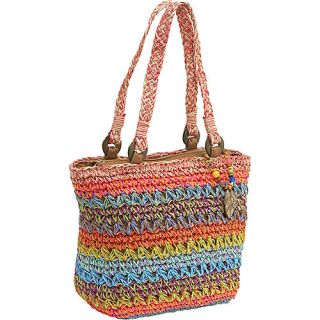 Cappelli Crochet Toyo bag w/beads & leaves