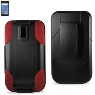 Reiko RKSLCPC09 SAMT989BKRD Hard Cover Case with Holster Combo for Samsung Galaxy S II/T989   1 Pack   Retail Packaging   Black/Red Cell Phones & Accessories