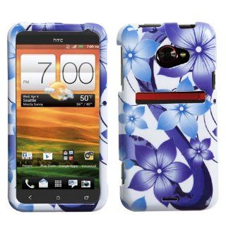 MYBAT HTCEVO4GLTEHPCIM989NP Slim and Stylish Protective Case for HTC EVO 4G LTE   1 Pack   Retail Packaging   Blue Hibiscus Flower Romance Cell Phones & Accessories