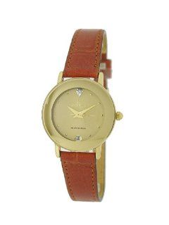 Le Chateau #955LG_GLD Women's Gold Diamond Accented Dome Crystal Leather Dress Watch Watches