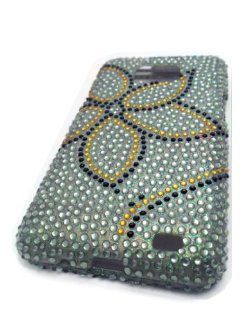Straight Talk Samsung Galaxy S959G S2 SII II 2 Teal Green Flower Bling Gem Jewel HARD Case Skin Cover Mobile Phone Accessory Cell Phones & Accessories