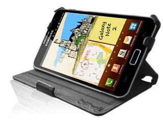 CrazyOnDigital Designer Contour Leather Case for Samsung Galaxy Note 2 Note II N7100   Black Cell Phones & Accessories