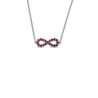 Lab Created Ruby Sideways Infinity Symbol Necklace in Sterling Silver