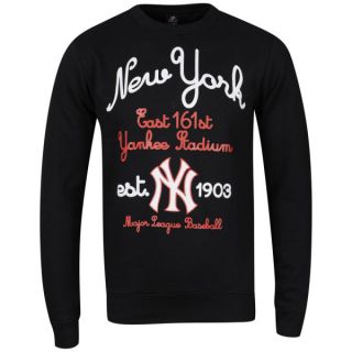 Majestic Mens Yankees Broome Crew Neck Sweatshirt   Black      Clothing