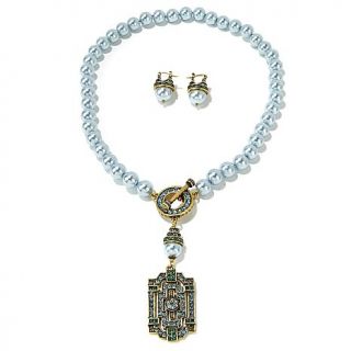 Heidi Daus "Classic Edition" Simulated Pearl Crystal Accented Toggle Necklace a