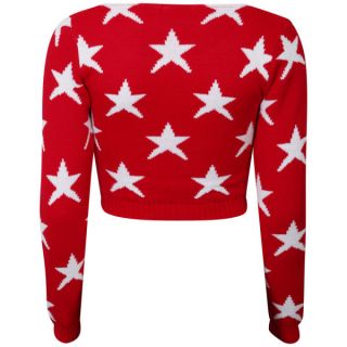 Womens American Star Crop Knit Jumper   Red/White      Womens Clothing