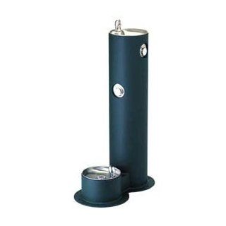Endura II Single Outdoor Pedestal Ftn with Pet Bowl   Faucet Mount Water Filters  