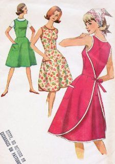 Simplicity 5449 Sleeveless Wrap Dress Jumper Sewing Pattern Vintage 1960s Apron 
