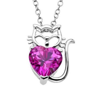 created pink sapphire cat pendant in sterling silver orig $ 79 00 now