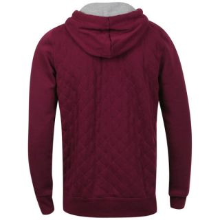 Ringspun Mens Overall Quilted Hoody   Burgundy      Mens Clothing