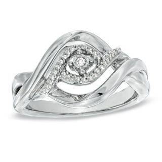 10 CT. T.W. Diamond Twist Split Shank Ring in Sterling Silver   Size