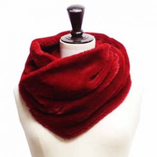 Burgundy Luxurious Cloche Faux Fur Infinity Circle Neck Warmer Scarf Cold Weather Scarves