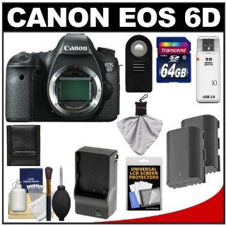 Canon EOS 6D Digital SLR Camera Body with 64GB Card + 2 Batteries & Charger + Remote + Accessory Kit  Digital Slr Camera Bundles  Camera & Photo