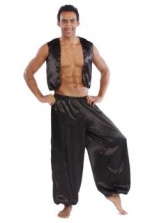 Belly Dance Men's Satin Vest & Pants Costume Set  BLACK Adult Sized Costumes Clothing