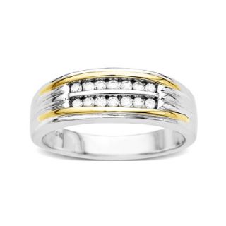Mens 1/4 CT. T.W. Diamond Double Row Band in Sterling Silver and 14K