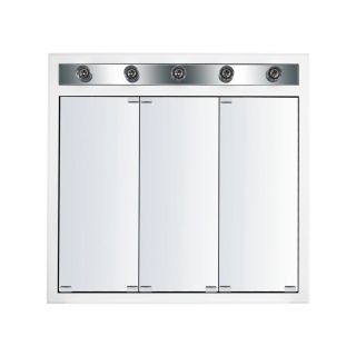 KraftMaid Cottage 35 3/4 in x 33 3/4 in White Lighted MDF Surface Mount and Recessed Medicine Cabinet