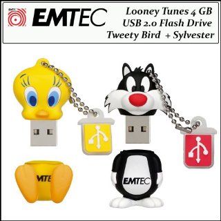 Emtec Looney Tunes 4 GB USB 2.0 Flash Drive Tweety Bird + Looney Tunes 4GB USB 2.0 Flash Drive Sylvester The Cat Computers & Accessories