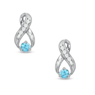 Blue Topaz and 1/10 CT. T.W. Diamond Infinity Loop Earrings in