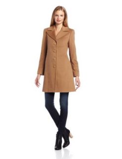 Larry Levine Women's Classic Single Breasted Notch Collar Coat Wool Outerwear Coats