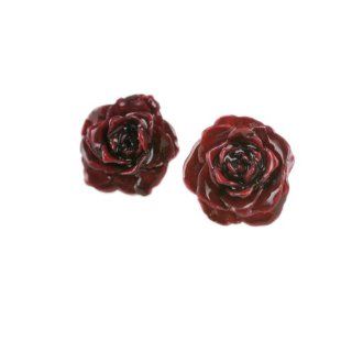 Burgundy Rose Bud Post Earrings Stud Earrings Jewelry